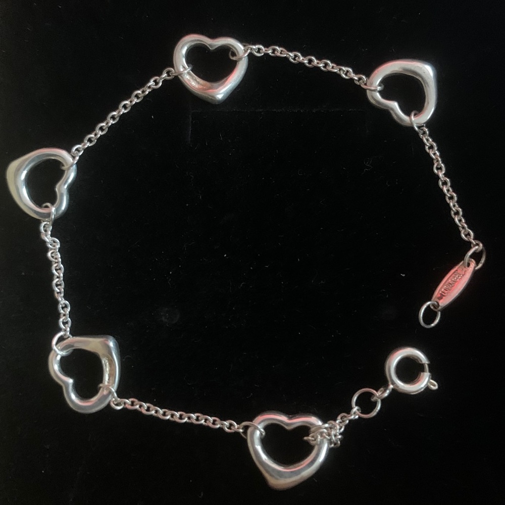 Sterling Silver 5 Heart Tiffany Bracelet